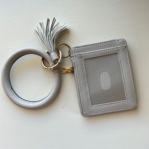 Grey Wrist Wallet w/ Gold Hardware